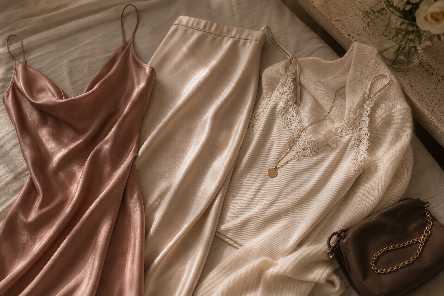 Avrienne Satin and Lace collection cover with muted rose satin, lace trim, and warm ivory styling.