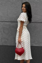 Cotton Print Tie Puff Sleeve Midi Dress image 8
