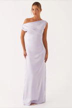 Solid Asymmetric Neckline Formal Dress image 15