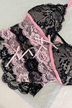 Sexy Black Pink Color Block Lace Trim Cami Top image 3