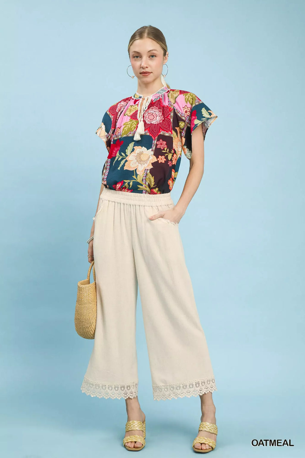 Nora Linen Trousers detail view styled for Avrienne