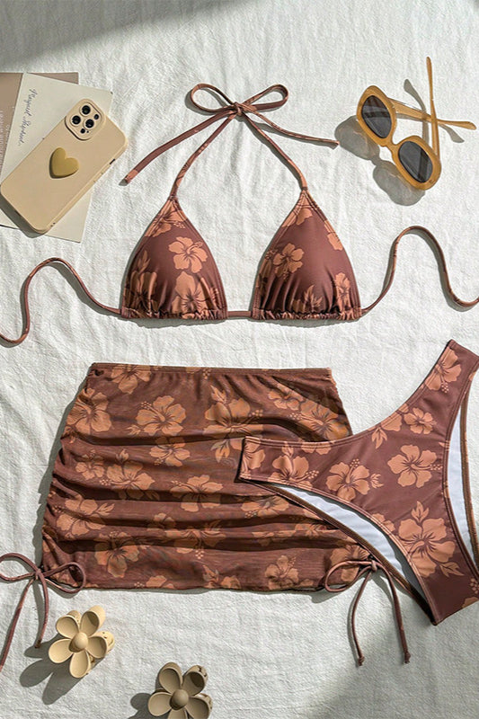 Vacation Floral Three Piece Swim Set image 3