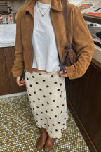 Polka Dot Satin High-Waisted A-Line Skirt image 3