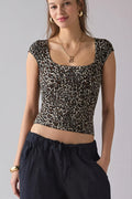 Square Neck Ribbed Printed T-shirt image 2