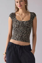 Square Neck Ribbed Printed T-shirt image 2