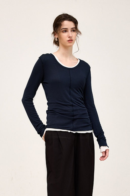 Tencel Wool Blend Round Neck Knit Top image 11