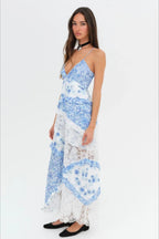 Deep V Ruffle Floral Lace Patchwork Cami Maxi Dress image 7