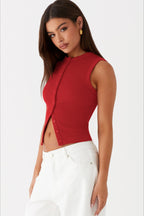 Round Neck Sleeveless Knit Top image 6