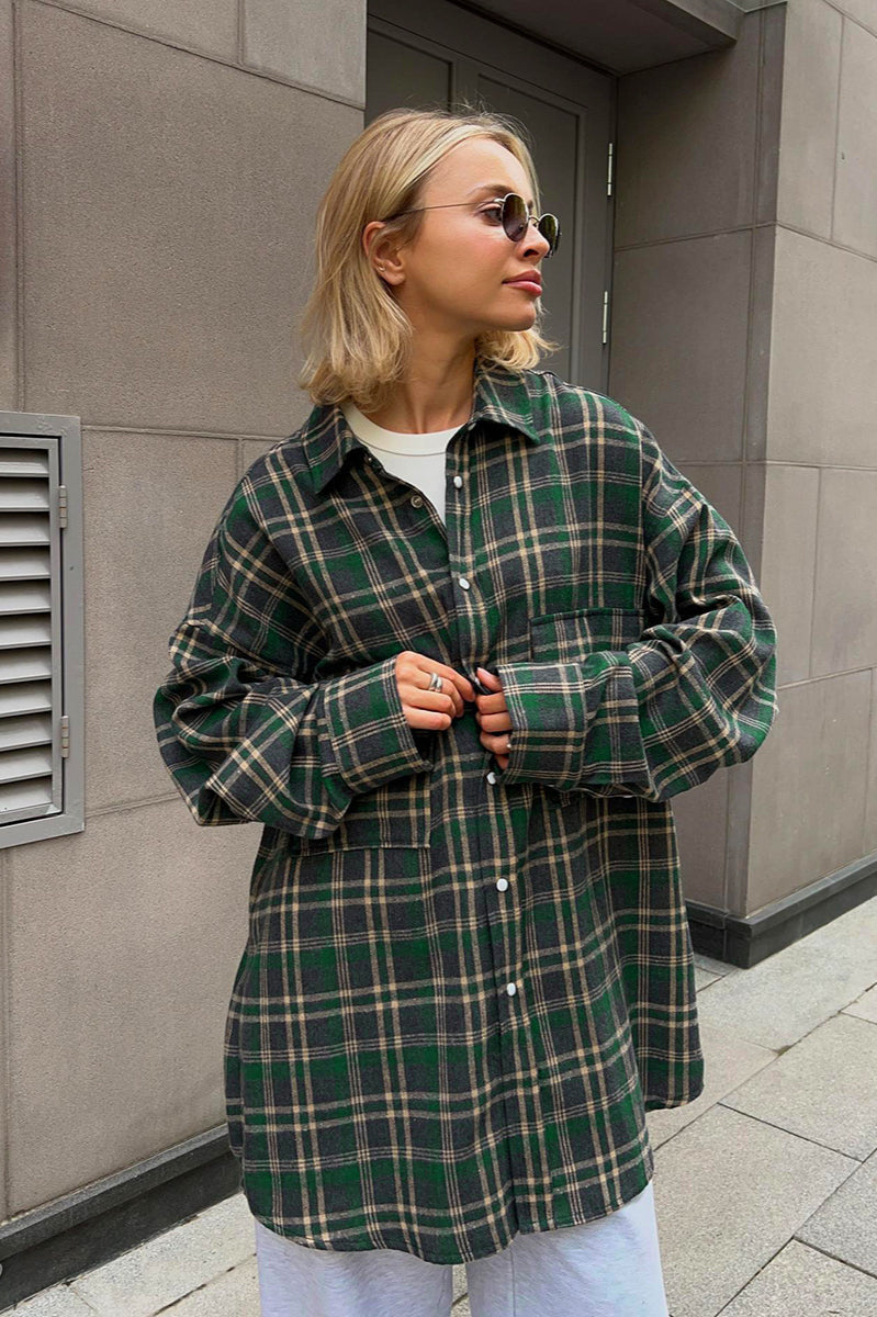 Plaid Striped Mid-Length Blouse image 11