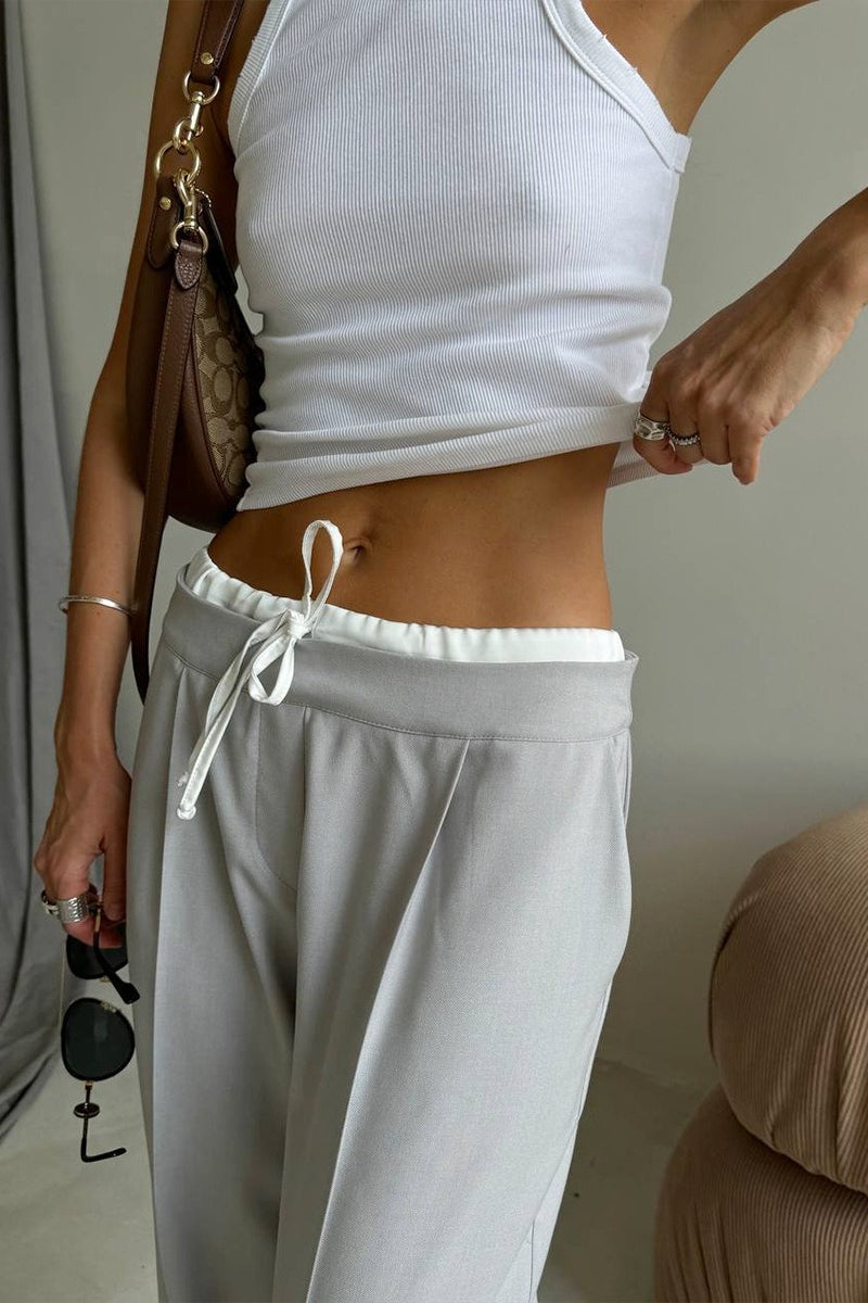 Tie Waist Two Piece Look Trousers Pants image 4