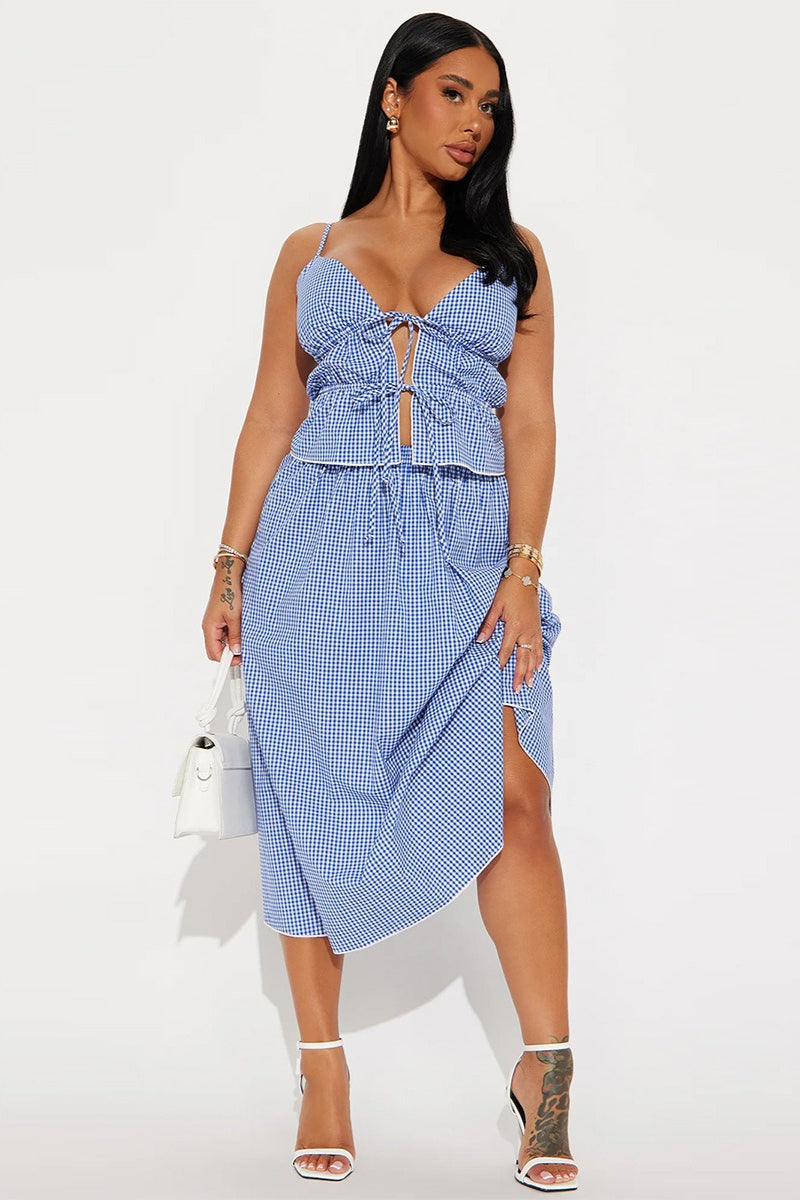 Backless Crop Top Lace - up Bandage Skirt Set image 4