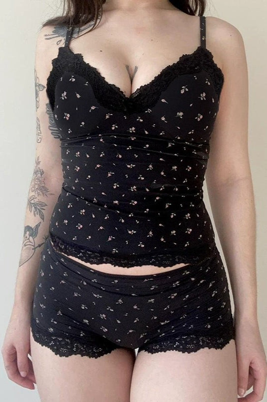 Chic Casual Floral Lace Sexy Cami Two Piece Set image 5