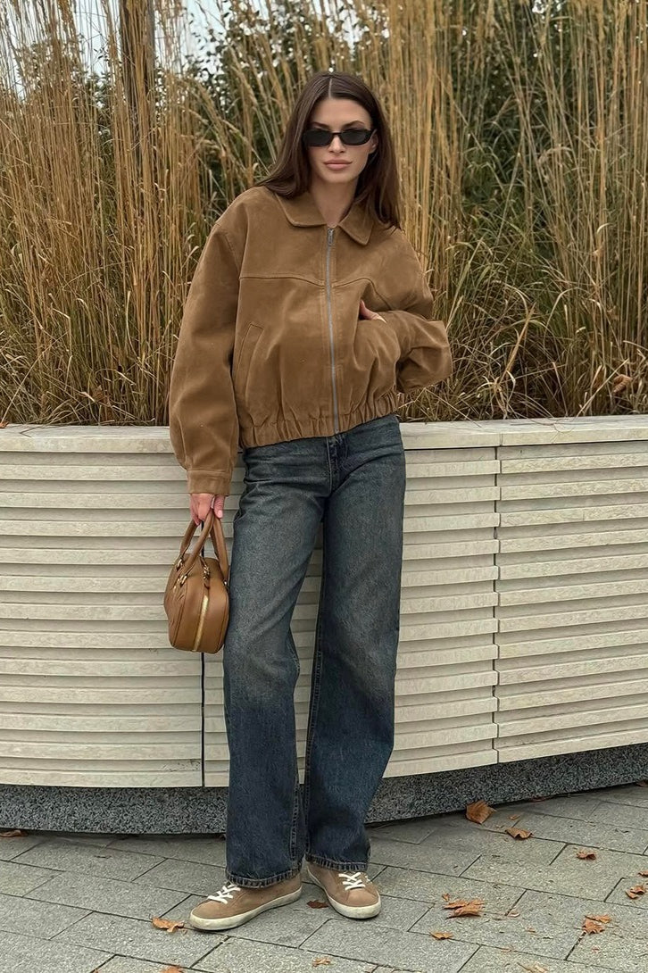 Vintage Suede Zip Front Relaxed Jacket image 7