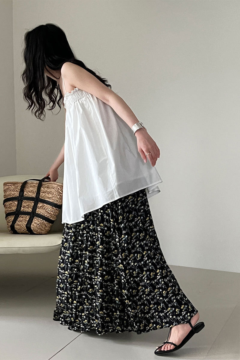 Retro Floral High Waist Pleated A Line Skirt image 4