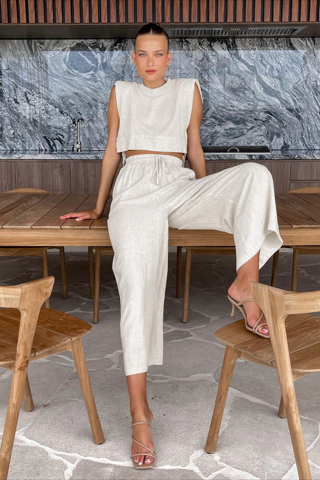Casual Cotton Linen Loose Sleeveless Two Piece Set image 1