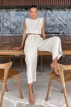 Casual Cotton Linen Loose Sleeveless Two Piece Set image 1