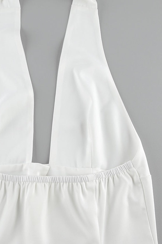 Sexy Solid Button Down Deep V Halter Top image 6
