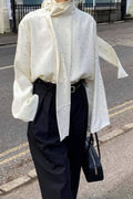 Ribbon Polka Dot Loose Commuter Blouse image 1