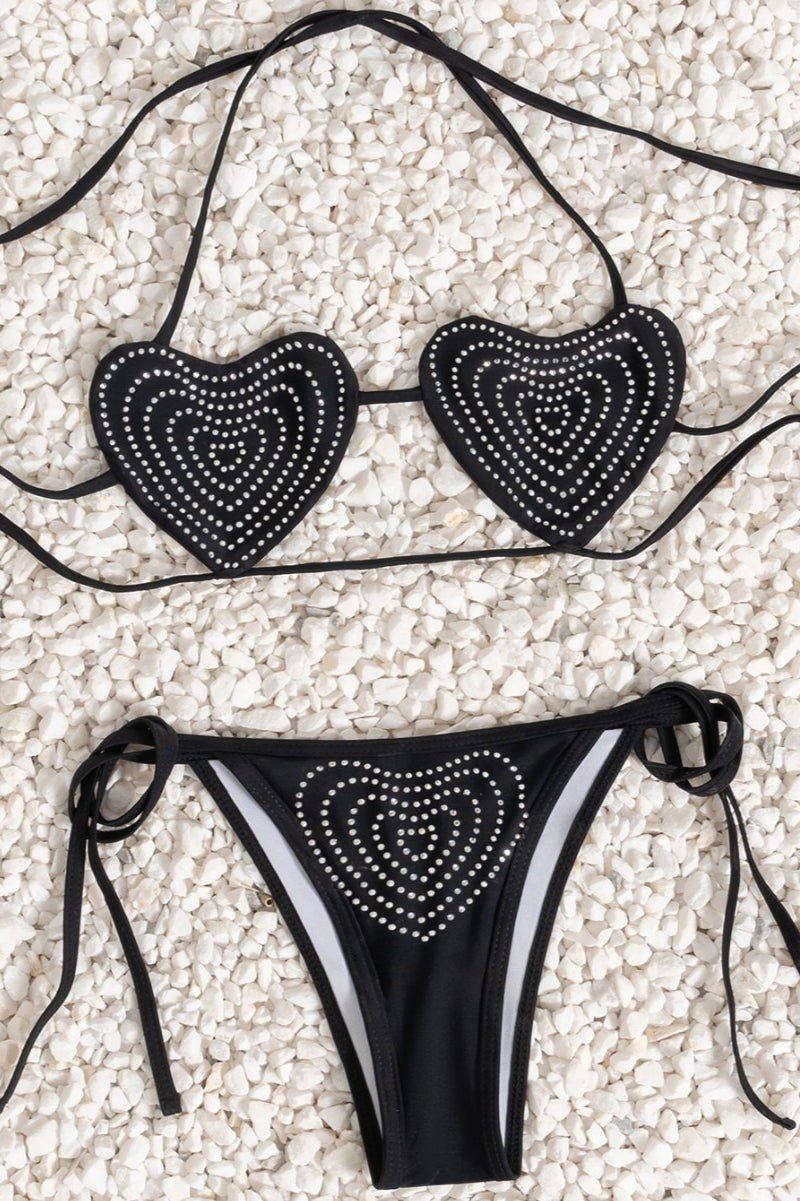 Heart Rhinestone Low Waist Bikini Set image 3