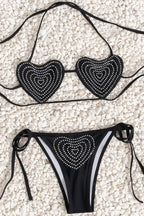 Heart Rhinestone Low Waist Bikini Set image 3