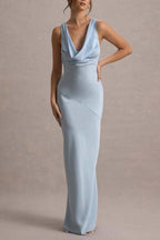 Satin Cowl Neck Fishtail Party Dress image 2