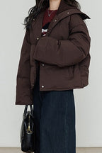 Knit Collar White Duck Down Puffer Jacket image 4
