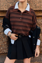 Vintage Striped Knit Polo Sweater image 33