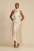Elegant Satin Slit Backless Party Dress image 2