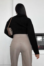 Leather Patchwork Casual Pants image 6