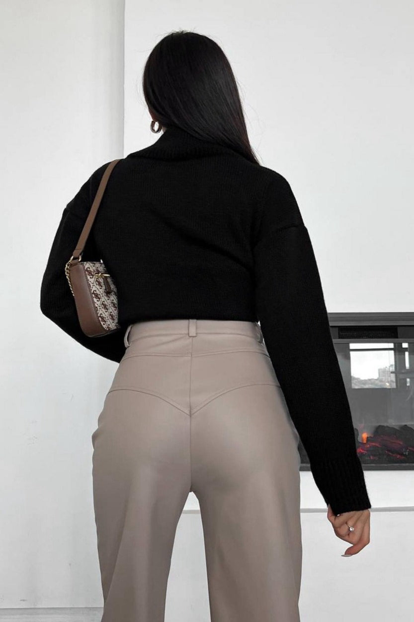 Leather Patchwork Casual Pants image 6