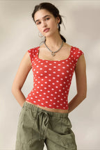 Square Neck Ribbed Printed T-shirt image 8