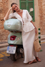 Cotton Puff Sleeve Shirt Skirt Set image 1