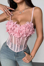 Floral Mesh Sexy Bustier Cami Top image 2