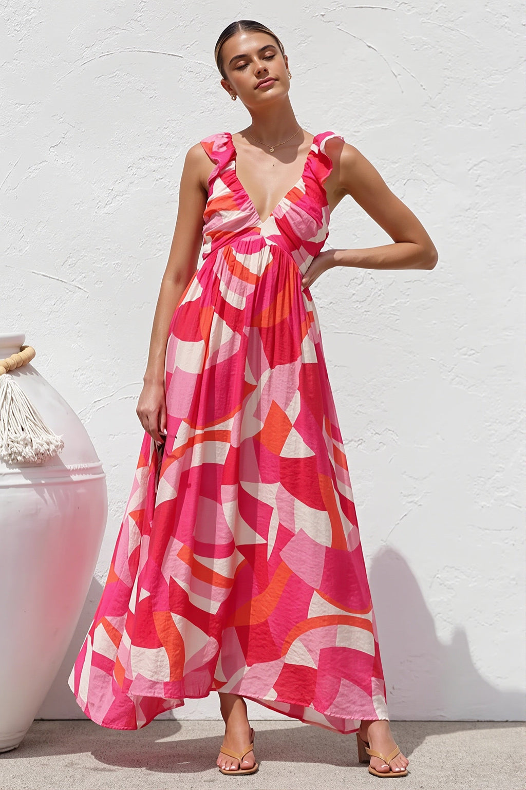 V Neck Swing Print Cami Maxi Dress image 1