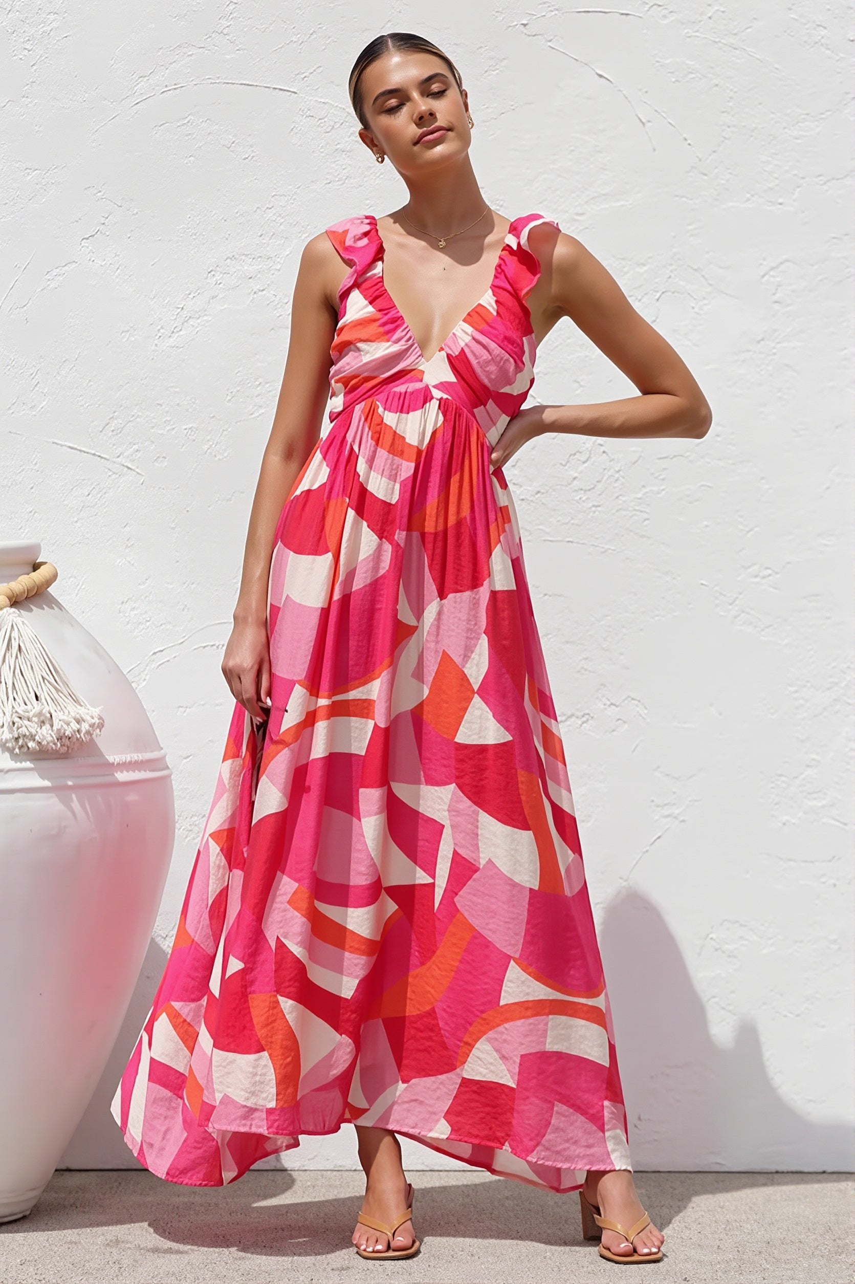 V Neck Swing Print Cami Maxi Dress image 1