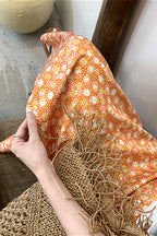 Floral Orange A Line Midi Skirt image 4