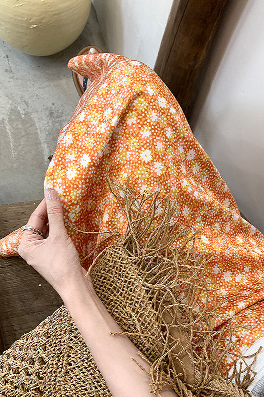 Floral Orange A Line Midi Skirt image 4