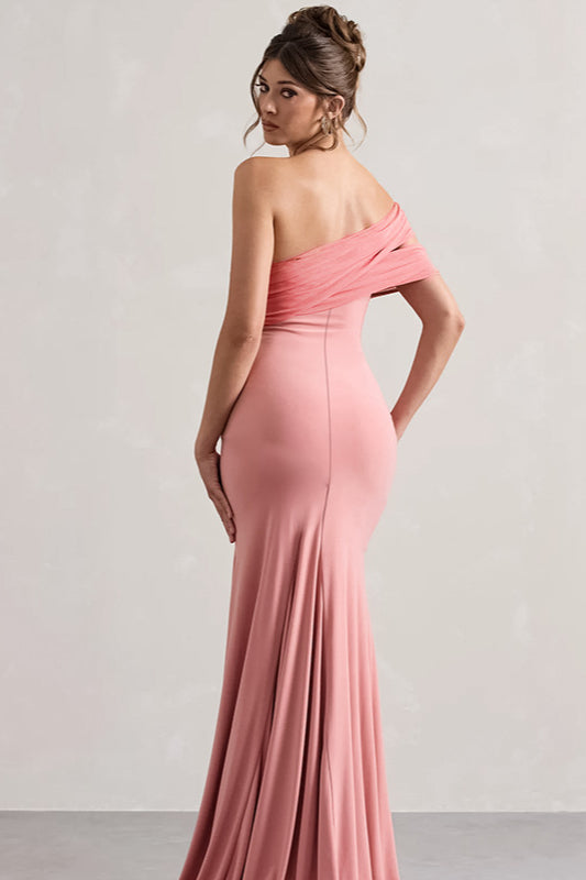 Mesh Panel Off-Shoulder Split Bodycon Party Dress image 7