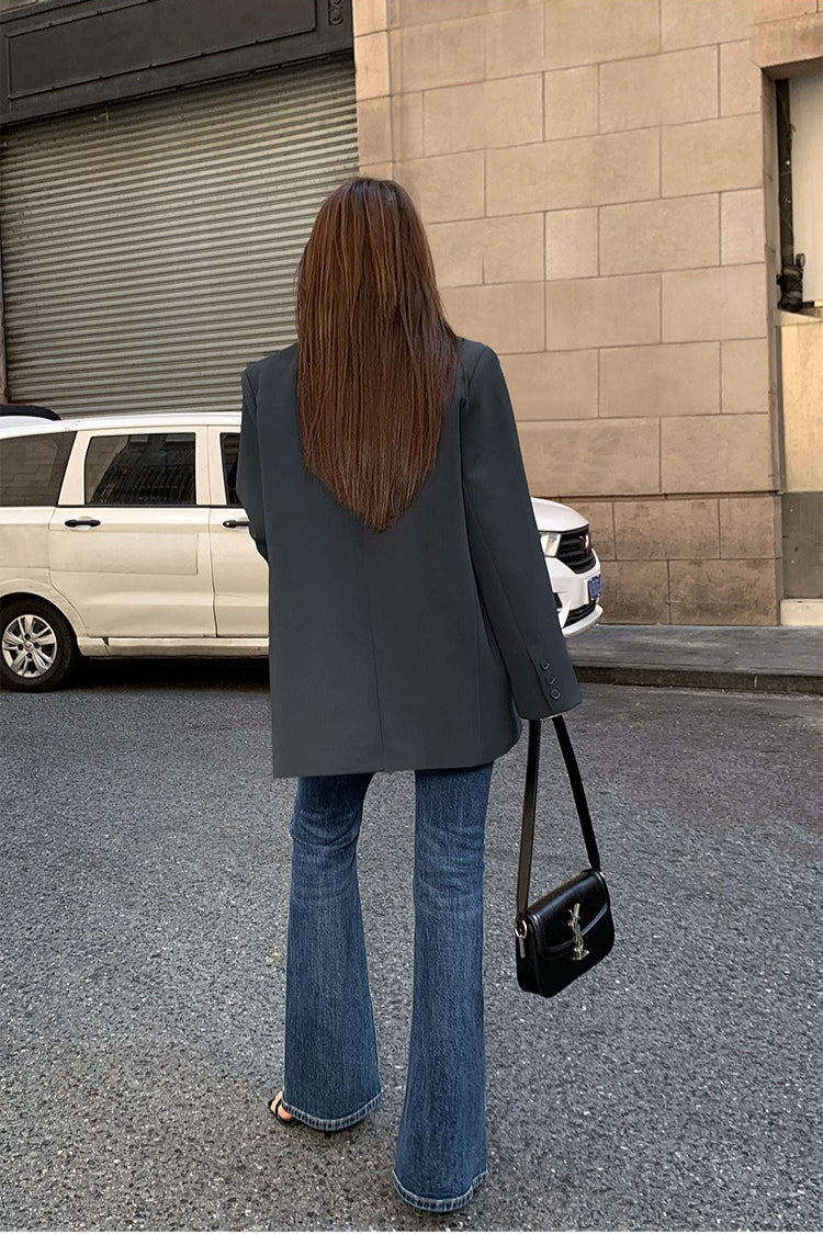 Black Slouchy Retro Style Blazer image 10