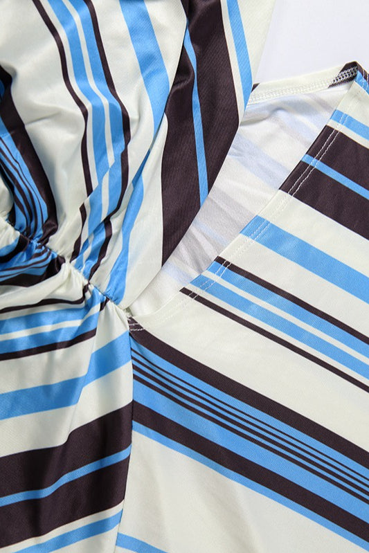 Casual Striped Tube Slim Maxi Dress image 5