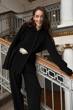 Knit Ribbed Collar Long Sleeve Loose Two Piece Set image 10