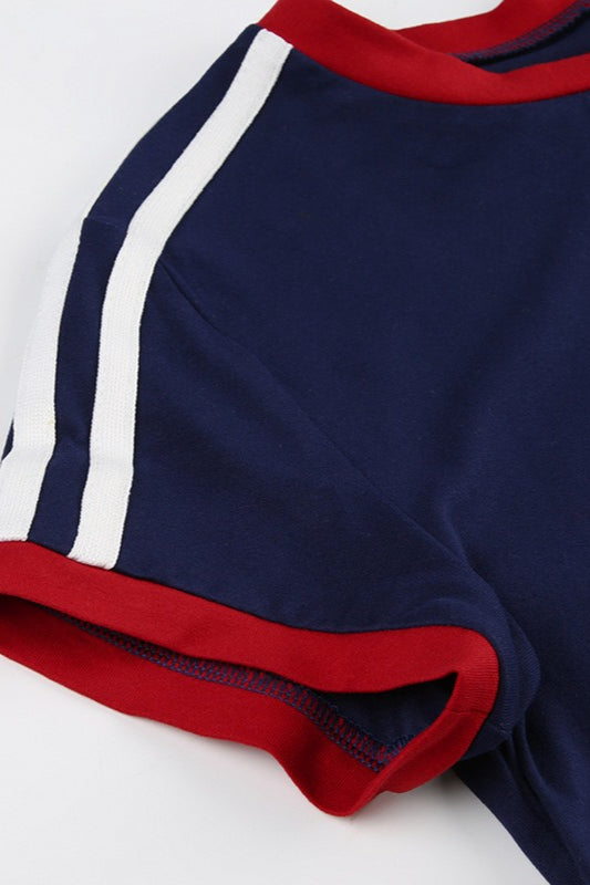 Sporty Color Block Number Print Slim T-shirt image 6