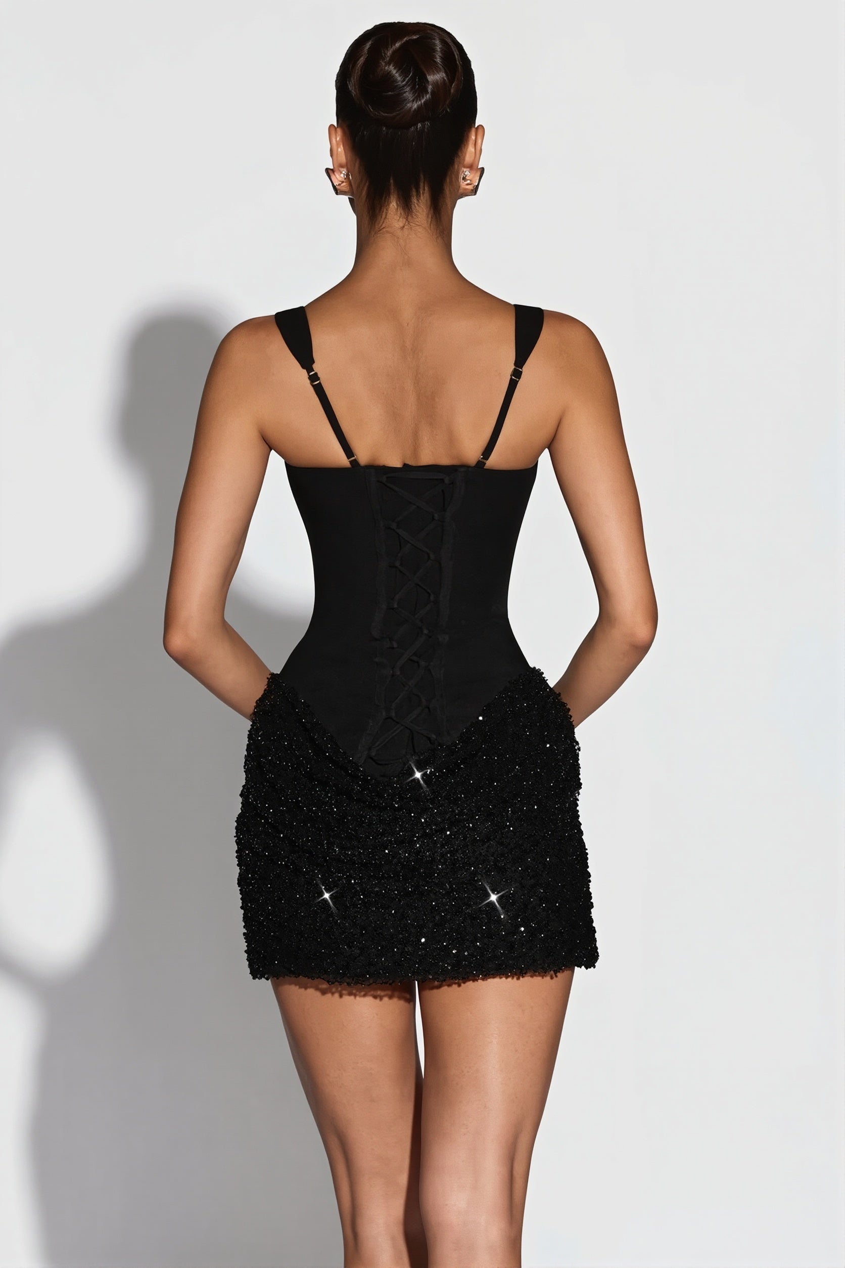 Hip Wrapped Sequin Spliced Mini dress image 6