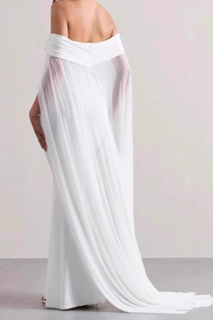 Strapless Cape Long Formal Dress image 2