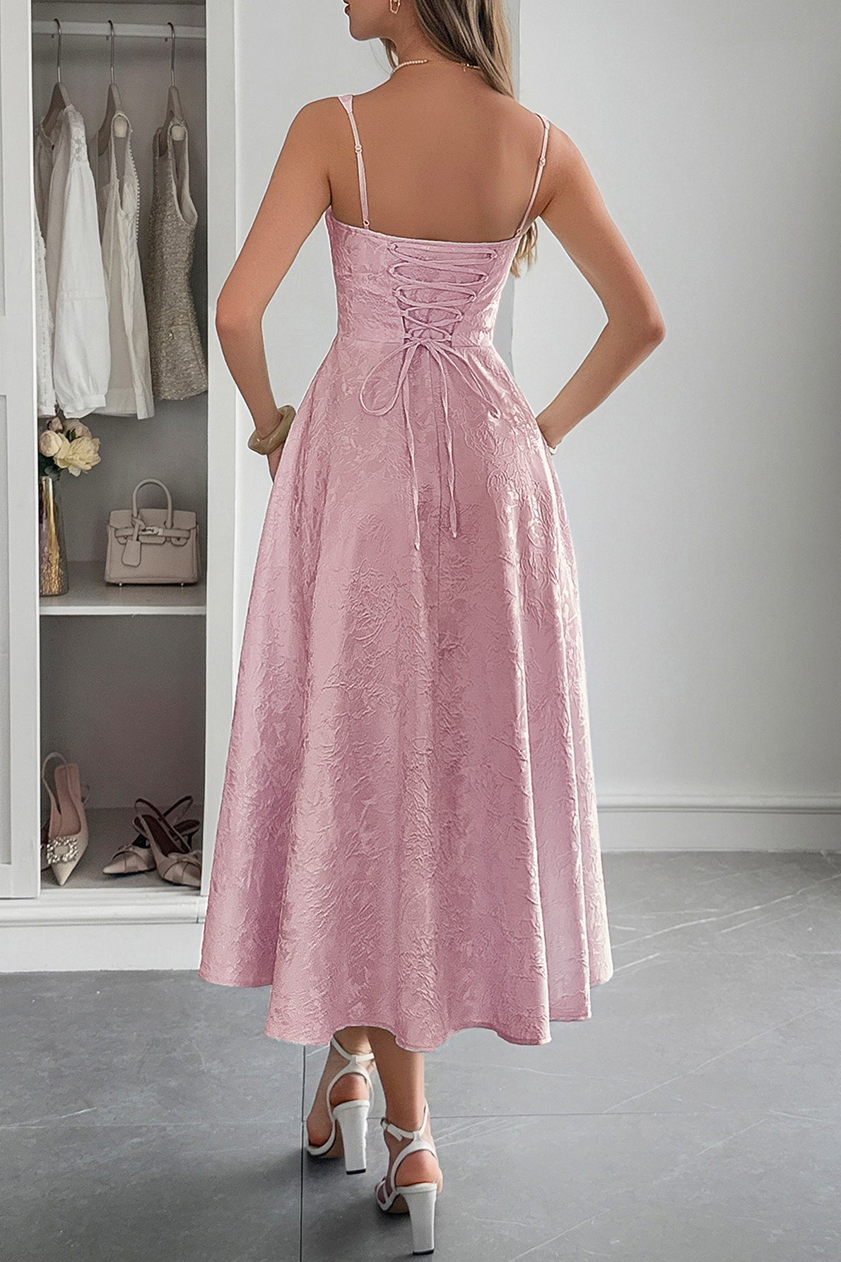 Jacquard Spaghetti Strap Cocktail Dress image 5