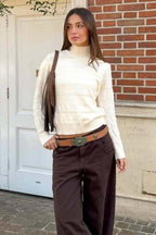 Cable Knit Round Neck Knit Top image 4