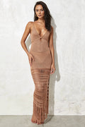 Knit Hollow Tie Fringe Cover Up image 1