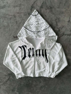 Unique Print Asymmetric Zip Hoodie image 2