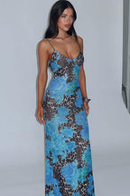 Leopard Floral Print Bodycon Cami Maxi Dress image 3