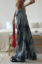 Vintage Tie-Dye High-Waist Wide-Leg Jeans image 3